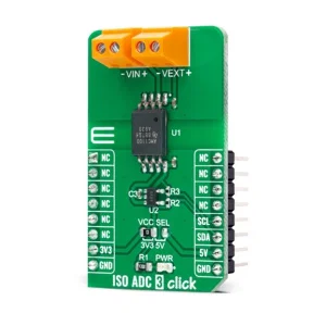 MIKROE-4383 ISO ADC 3 Click Board - Amplificatore di Isolamento di Precisione AMC1100, 3.3V/5V