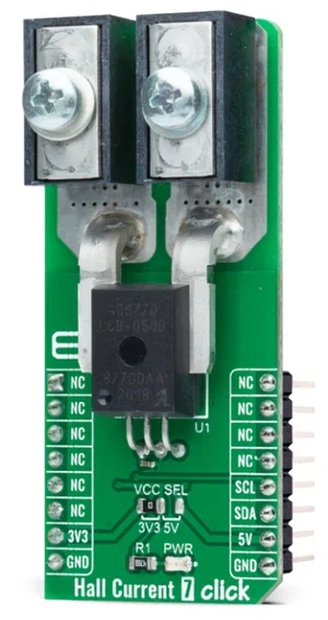 MIKROE-4420 Hall Current 7 Click Board - Sensore di Corrente a Effetto Hall ACS770, 120 kHz, 3.3V/5V