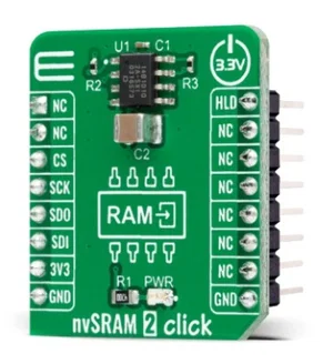 MIKROE-4423 nvSRAM 2 Click Board - CY14B101Q 1Mbit SRAM Non Volatile, SPI, 3.3V