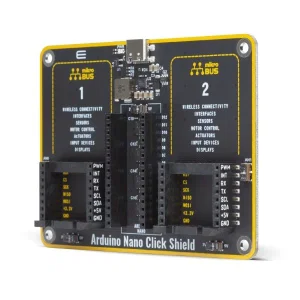 MIKROE-4443 Arduino Nano Click Shield: Scheda di Espansione mikroBUS™ per Piattaforme di Sviluppo Ar