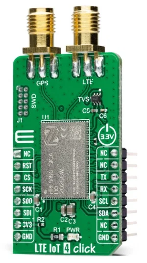 MIKROE-4477 LTE IoT 4 Click Board - nRF9160 LTE-M/NB-IoT e GPS SiP