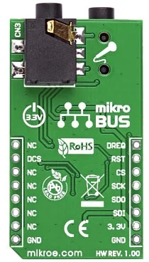 Mikroelektronika MIKROE-946 MP3 Click Board, Decodificatore Audio Stereo VS1053, Multi-Formato, SPI,