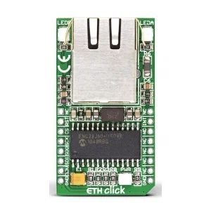 Mikroelektronika MIKROE-971 ENC28J60 Controller Ethernet Click Board - 10BASE-T, MAC, PHY, SPI, RJ-4