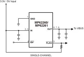 Monolithic Power Systems MP62260DS-1-LF-P USB Current-Limit Power Switch IC