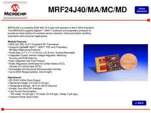 Microchip MRF24J40MA-I-RM Modulo Transceiver IEEE 802.15.4 2.4 GHz