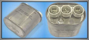 Condensateur Haute Tension 0.9uF + 0.4uF 2100VAC, 78x70x45mm