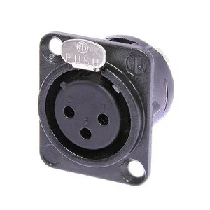 Neutrik NC3FD-L-B-1 XLR 3-polige Vrouwelijke Connector, Paneelmontage, Zwarte Metalen Behuizing, Gou