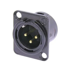 Neutrik NC3MD-L-B-1 XLR Paneelconnector, Mannelijk, 3-Pins, Soldeeraansluiting, Zwart, Vergulde Cont