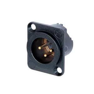 Neutrik NC3MD-LX-B XLR-connector, Mannelijk, 3-polig, Paneelmontage, Soldeer, Zwart Metaal, Vergulde