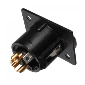 Neutrik NC4FP-B-1 XLR 4-polige Vrouwelijke Chassisdeel, Paneelmontage, Zwart, Vergulde Contacten