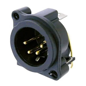 Neutrik NC4MAH XLR Mannelijke Connector, 4-Polig, Paneel/PCB Montage, Horizontaal, Zwart