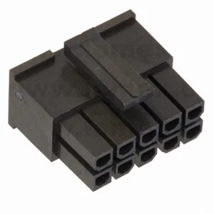 Gold Star Micro-Fit 3.00mm 10-pins Vrouwelijke Dubbelrijige Voedingsconnectorbehuizing, Zwart