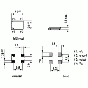 1.4MHz oscillateur O27-0-JO75-B-3-3-2-LF