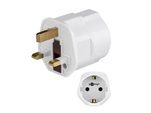 Adaptateur de Voyage, Fiche UK vers Prise EU Terre, Blanc, 250VAC 13A