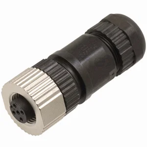M12 4-pins Vrouwelijke Rechte Connector, A-gecodeerd, Soldeeraansluiting