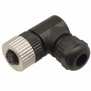 M12 4-pins Vrouwelijke Haakse Connector, A-gecodeerd, Soldeeraansluiting