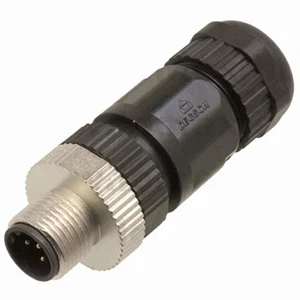 M12 5-Polige Mannelijke B-Gecodeerde Connector, 180° Recht, Solderen, IP67