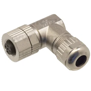 M12 Afgeschermde 4-Polige Vrouwelijke A-Gecodeerde Connector, 90° Haaks, Solderen, IP67