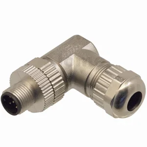 M12 Afgeschermde 5-pins Mannelijke Haakse Connector, A-gecodeerd, Soldeeraansluiting