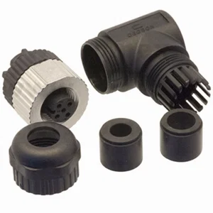 M12 4-pins Vrouwelijke Haakse Connector, A-gecodeerd, Schroefaansluiting