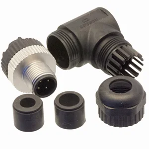 Degson M12 A-Gecodeerde 4-Pins Male Connector, Haaks, IP67, Schroefklem