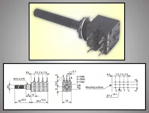 Potenziometro Piher PC16DH-10IP06-224A2020 220k Ohms Stereo Lineare