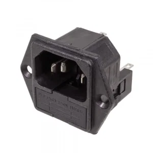 Bulgin PF0030-28 Connecteur Secteur, Mâle à Montage Panneau, 3 Bornes, Porte-fusible Intégré