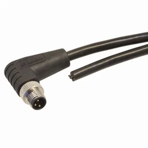 M8 3-polige A-gecodeerde afgeschermde 90° kabelconnector, 3m PVC kabel, UL