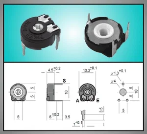 Trimmer resistor Piher PT10LV10-223A2020 22k Ohms