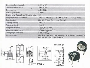 Trimmer resistor Piher PT6KV-222A2020 2k Ohms