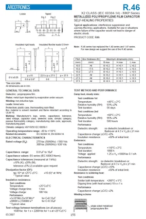 Kemet R46KI347050M1K 470nF 275V Gemetalliseerde condensator