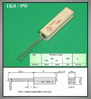 Resistore Vitrohm RES-1K-9WR 1k Ohms 9W