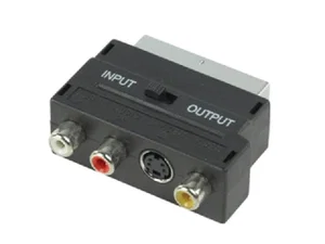 Adaptateur Hq Fiche SCART vers 3x Prises RCA S-VHS avec Commutateur IN/OUT