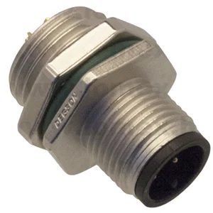 M12 Ronde Connector, 4-Polig Mannelijk, A-Gecodeerd, Frontmontage, Soldeeraansluiting, Gouden Contac