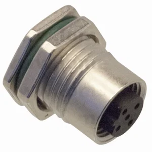 M12 5-polige B-gecodeerde Vrouwelijke Connector, Frontmontage, Soldeeraansluiting, Gouden Contacten