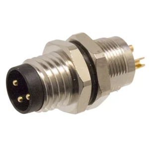 M8 3-polige A-gecodeerde Mannelijke Connector, Frontmontage, Soldeeraansluiting, Gouden Contacten