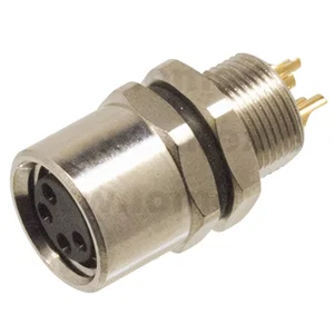 Ronde M8 4-polige vrouwelijke A-code frontmontage soldeerdraad goud connector