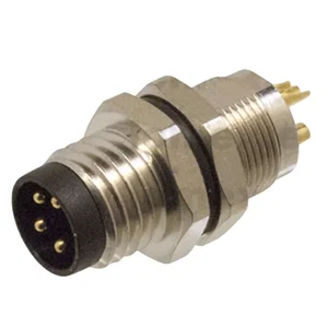 M8 4-polige A-gecodeerde Mannelijke Connector, Frontmontage, Soldeeraansluiting, Gouden Contacten