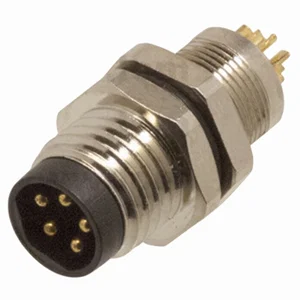 Ronde M8 5-polige mannelijke B-code frontmontage soldeerdraad goud connector