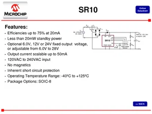 Microchip SR10LG-G Capacitor-Coupled Switched Shunt (CCSS) Regulator 8-SOIC