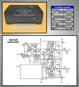 Pmc STK2038 Dual Channel Audio Frequency Power Amplifier, 16-Pin SIP/SIL Package