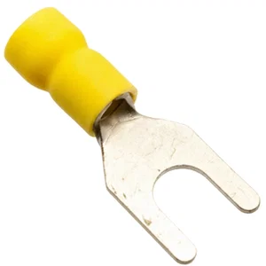 SVEL5-6 Geïsoleerde Vorkkabelschoen, Geel Vinyl, AWG 12-10, D=6.6/12