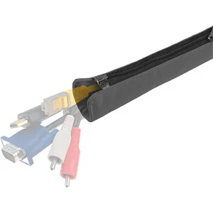SWPF030G03 Textile Cable Sleeve, Grey, Zipper Closure
