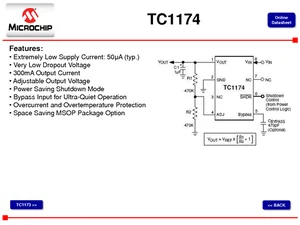 Microchip Technology Inc. TC1174VUA Adjustable 0.3A Régulateur de tension
