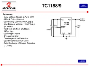 Microchip Technology Inc. TC1188RECTTR 2.80V 23A Régulateur de tension