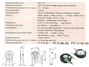 Trimmer resistor Piher TRIM-250K-15V 250k Ohms