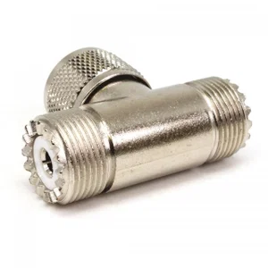 UHF T-Splitter, 1 Male naar 2 Female Connectoren, T-Vorm Adapter