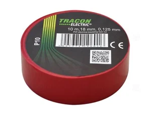Ruban Isolant PVC Tracon Electric 18mm x 10m Rouge 40kV/mm