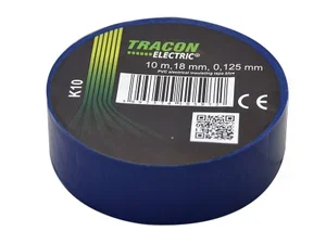Ruban Isolant PVC Tracon Electric 18mm x 10m Bleu 40kV/mm