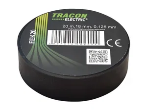 Tracon Electric V-00221T Ruban Isolant PVC, Bleu, 18mm x 20m, 0.125mm, 40kV/mm, 0-90°C